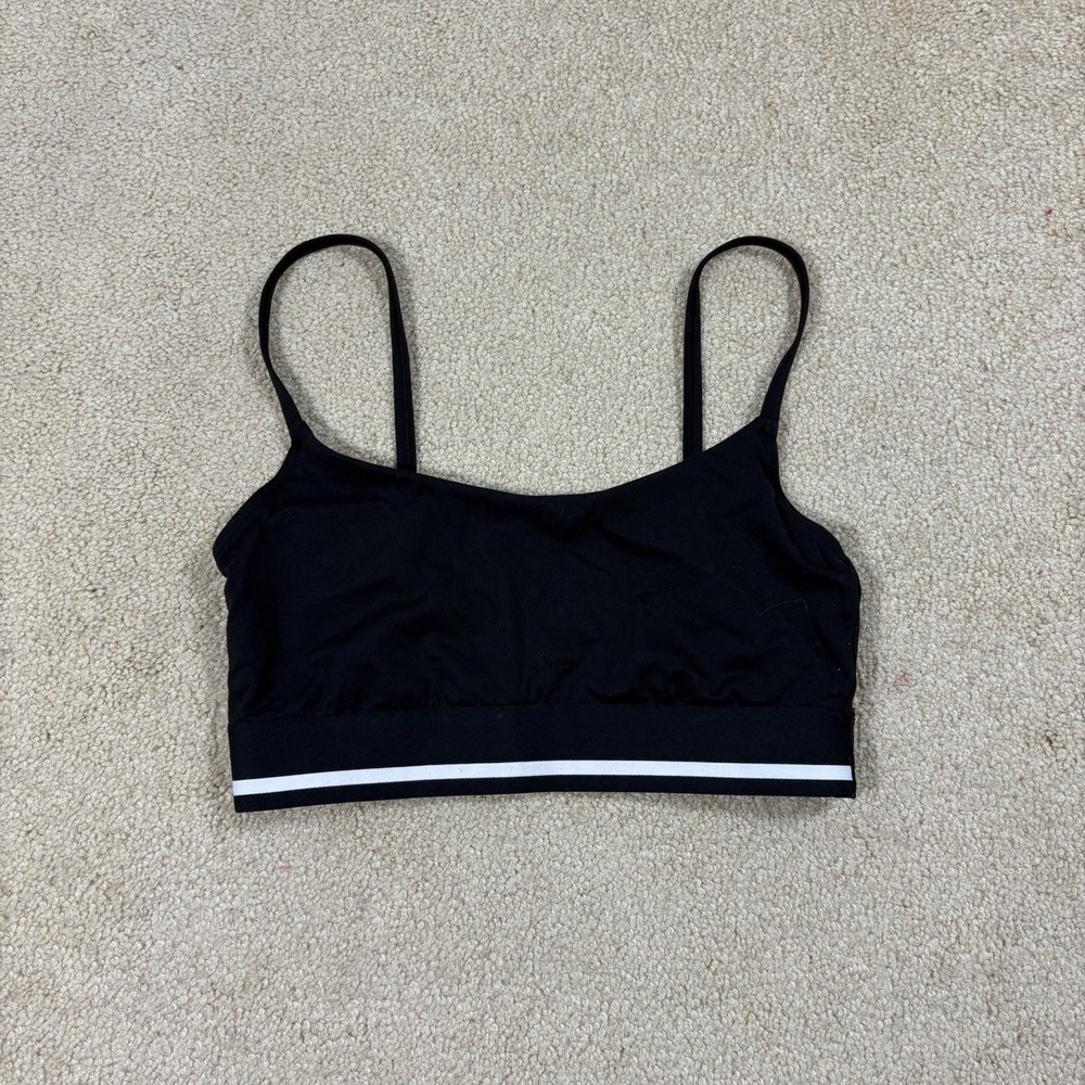 Gilly Hicks Black White Stripe Sports Bra Adjustable Straps Running Medium M